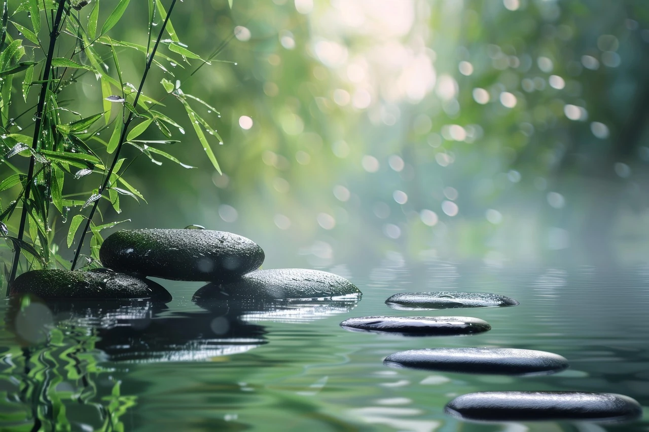 Relaxing stones in water